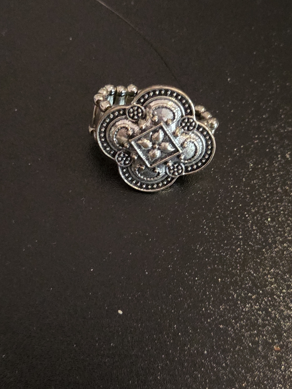 paparazzi Silver Filigree Floral Statement Ring